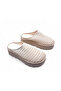 Wedge Sole Braided Closed Toe Beige Color Sabo Slippers