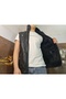 Men's Patchwork Vest with Fur Inside and Genuine Leather on the Outside, Sheep Wool Collar, Piping and Knitwear Detailing - 2