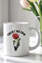 330ml Printed White Ceramic Mug with Rose Figure - 3