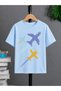 Unisex Oversize T-Shirt Three Airplanes Printed 100% Cotton T-Shirt Comfortable Fit