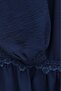 Linen Look Suit with Tie-Front Lace Detail and Lined Skirt - Dark Blue - 5