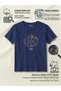 Mountain and Compass Figured Gold Carbon Fiber Printed Outdoor Navy Blue Unisex 100% Cotton T-Shirt - 5