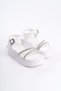 Zlohe thick buckled stoned striped orthopedic sole women's sandal cbt - white - 4