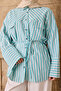 Women's Striped Patterned Waist-Tie Shirt Green - 5