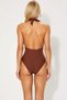 Women's Swimsuit Halter V-Neck Sleeveless Knitted Fabric Draped Accessory Detailed Chlorine and Water Resistant Long - 5
