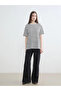 Lcw Modest Black Crew Neck Striped Women's T-Shirt - 2