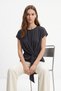 Black Front Tie Blouse 242201 - 2