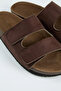Vega Men's Vegan Leather Double-Strap Velcro Brown Slippers - 3