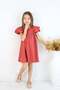 Girl's Flounce Sleeve Patterned Dress Coral Color Summer Stylish Dress - 2