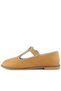 Rakerplus 100% Leather Tan Ruffle Buckle Girls' T-Bar Ballerina Shoes - 2