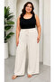 Plus Size Comfortable Fit Wide Leg Pants with Elastic Waist - 3