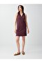 Burgundy Polo Collar Sleeveless Jacquard Dress - 3