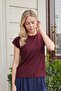Women's Silky Fabric Wide Zero Neck Short Sleeve Tshirt Blouse-Burgundy - 4
