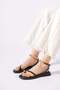 Turas women's thong sandals with ring buckle - black leather - 2
