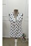 Women's Strappy V-Neck Polka Dot Single Jersey Blouse - 5