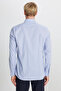 Men's Blue Khaki Non-Ironing 100% Cotton Slim Fit Classic Collar Dobby Shirt - 5