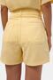 Women's Light Yellow 6S6-108 Relax Fit Belt Detailed 100% Cotton Denim Shorts - 3