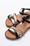 205-015 Black Garni Orthopedic Genuine Leather Women's Sandals - 4