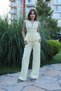 Rubber Detailed Yellow Pants Blouse Set
