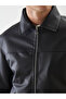 Esvab • Modern & Distinctive Slim Fit Shirt Roba Collar Men's Leather Look Jacket - 3