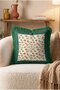 Leopard Patterned Green Fringed Throw Pillow Cover with Border - Safari Pillow Cover with Green Tassels - 5