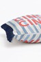 Striped Cin Cin Lettering Fringed Throw Pillow Cover Navy Blue Tasseled Retro Pillowcase - 6