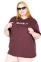 Mode XL Real Big Size Women's T-Shirt Bıs Yaka Move-X U26114 Mürdüm - 4