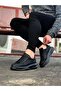 Black Leather Lace-Up Men's Sneaker - 2
