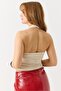 Diving fabric double zipper detailed strap blouse cream - 5