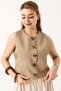 Women's striped sleeveless crop vest - mink