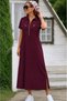 Women's Short Sleeve Collar Zipper Detailed Slit Long Summer Viscose Dress - 2