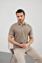 Men's Zippered Stripe Detailed Anti-Sweat Polo Collar T-Shirt - 7