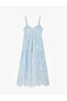 Cotton Strappy Layered Flounce Embroidered Long Dress - 5
