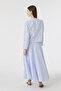 Floral Appliqué Striped Textured Blue Suit 1830 - 5