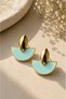 Gold Detailed Light Aqua Green Powder Pink Mine Earrings Geometric Modern Women's Earrings - 2