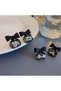 Women's Black Matte Bow Detailed Smoked Crystal Baguette Stone Earrings Antiallergic Modern Design - 3