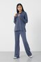 Smoked Women's Hooded Loose Fit Set Oversized Sweatshirt and Wide Leg Bottoms