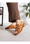 Zolena Tan Genuine Leather Women's Sandals with Buckle Detail - 4