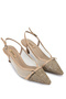 Women's Faux Leather Beige Heeled Shoes - 3
