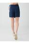 Navy Blue Shorts Skirt with Tie Detail - 7