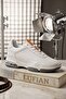 White Men's Sports Shoes - Air Sole/Khaki Leather Casual Sneaker - 2