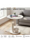 Round Side Table,Marble Pattern End Table with Geometric Base,Small Coffee Table,Sofa Side - 3