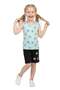 Shorts, Zero Sleeves, Butterfly Printed, Elastic Waist, Detailled Girls' Set