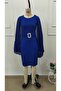 Women's Short Cape Sleeves Round Neck Buckle Short Imported Crepe Dress - 5