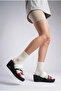 Red White Laci Women's Platform High Heeled Slippers - 5