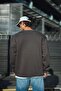 Men's Crew Neck 3 Thread Cotton Basic Sweatshirt - Anthracite Mariposa Secret - 2