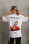 Women's Printed T-Shirt Short Sleeve Crew Neck Oversize Comfortable Fit Casual T-Shirt - White Mariposa Sec - 5