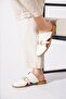 Holer Women's Genuine Leather Slippers with Side Open Buckle, White Skin - 3