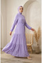 Hakim Yaka Polka Dot Hijab Dress 0290-07 Lilac - 3