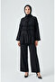 Modal Fabric Ruffled Lace-Up Double Set 2270-06 Black - 2